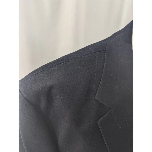 Jos. A Bank Blazer Coat Sport‎ Jacket Cashmere Wool Windowpane Black 50R 52
